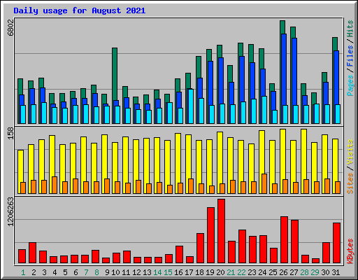 Daily usage for August 2021